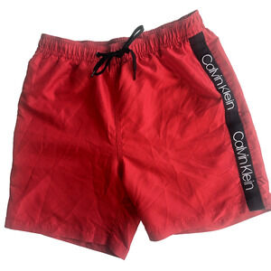 Calvin Klein Red & Black Men's Swim Trunks Baggies Shorts sz Medium